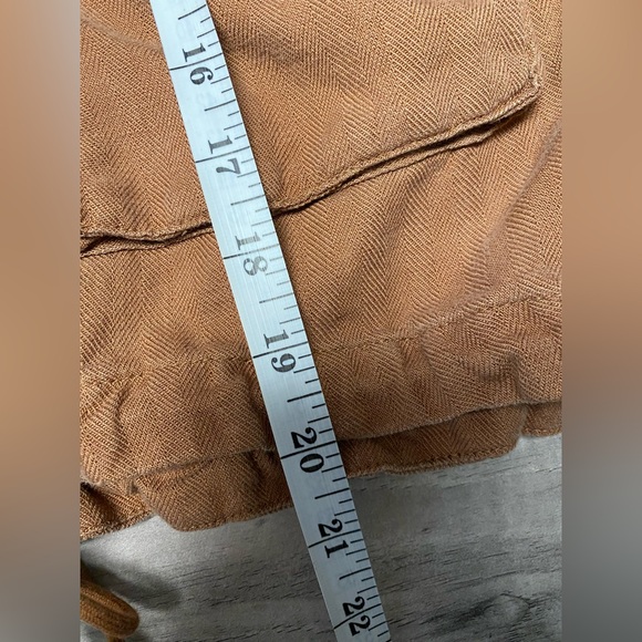 C&C California Women's Linen Blend Bomber Jacket Crop Brown Size Small Cinched - Picture 7 of 8